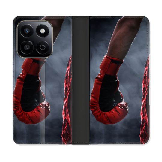 Housse cuir portefeuille Pour Honor 200 Smart 5G Sport Boxe Gant Rouge