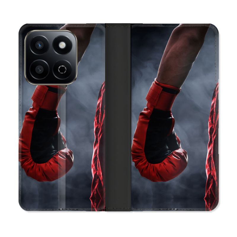 Housse cuir portefeuille Pour Honor 200 Smart 5G Sport Boxe Gant Rouge