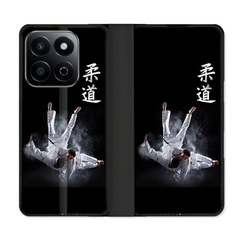 Housse cuir portefeuille Pour Honor 200 Smart 5G Sport Judo Noir