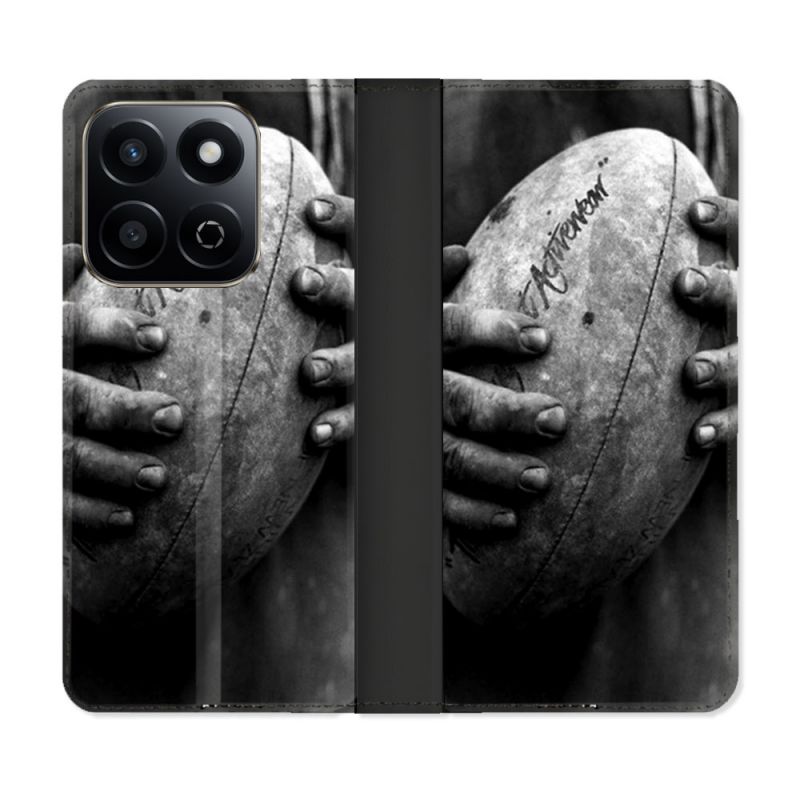 Housse cuir portefeuille Pour Honor 200 Smart 5G Sport Rugby Ballon Vintage