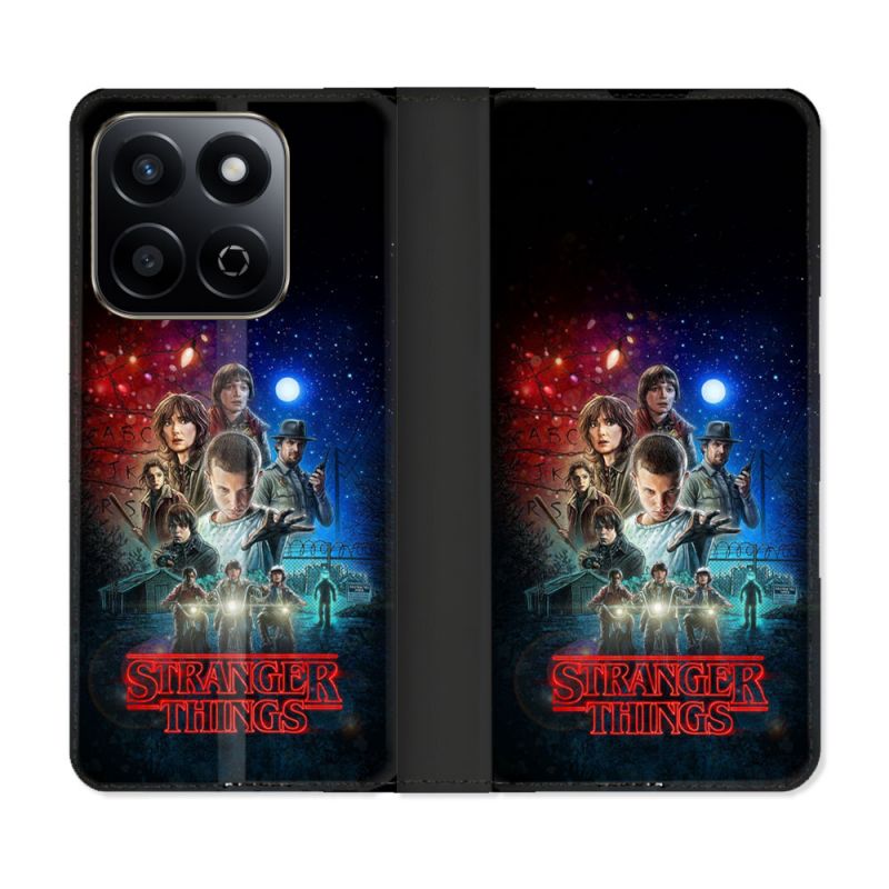Housse cuir portefeuille Pour Honor 200 Smart 5G Stranger Things Affiche 1