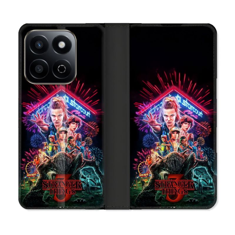 Housse cuir portefeuille Pour Honor 200 Smart 5G Stranger Things Affiche 3