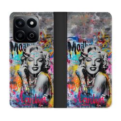 Housse cuir portefeuille Pour Honor 200 Smart 5G Street Art Maryline Monroe