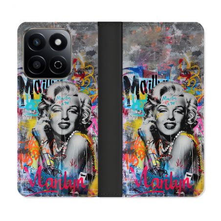 Housse cuir portefeuille Pour Honor 200 Smart 5G Street Art Maryline Monroe