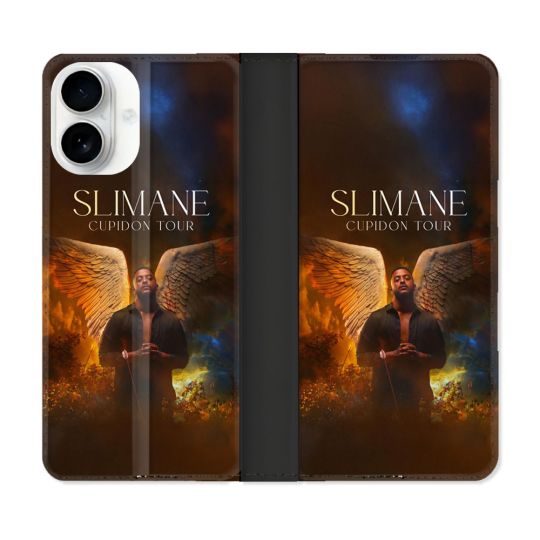 Housse cuir portefeuille Pour Iphone 17 Musique Slimane Ange