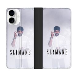 Housse cuir portefeuille Pour Iphone 17 Musique Slimane Blanc