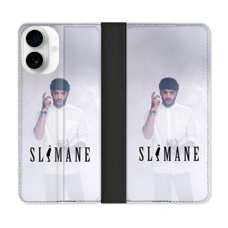 Housse cuir portefeuille Pour Iphone 17 Musique Slimane Blanc