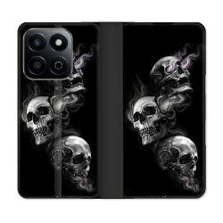 Housse cuir portefeuille Pour Honor 200 Smart 5G Tete de Mort Triple
