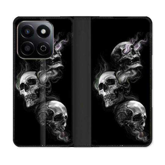 Housse cuir portefeuille Pour Honor 200 Smart 5G Tete de Mort Triple