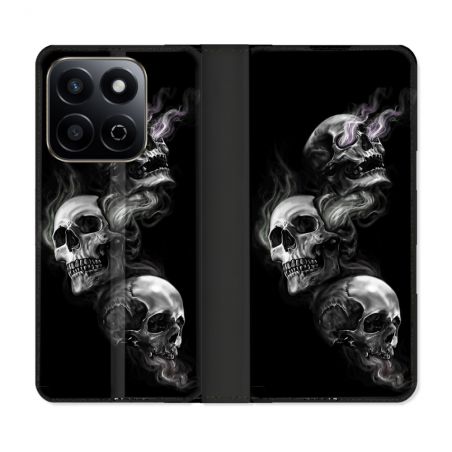 Housse cuir portefeuille Pour Honor 200 Smart 5G Tete de Mort Triple