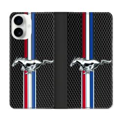 Housse cuir portefeuille Pour Iphone 17 Mustang
