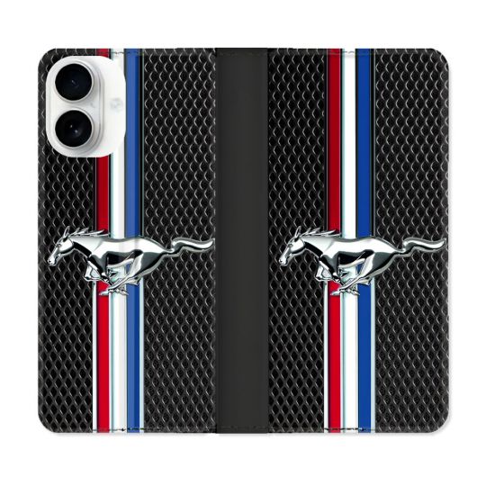 Housse cuir portefeuille Pour Iphone 17 Mustang