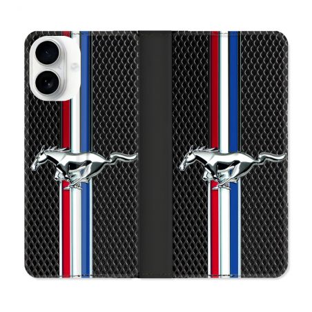 Housse cuir portefeuille Pour Iphone 17 Mustang