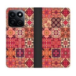 Housse cuir portefeuille Pour Honor 200 Smart 5G Texture Carreau Ciment Rouge