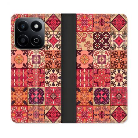 Housse cuir portefeuille Pour Honor 200 Smart 5G Texture Carreau Ciment Rouge
