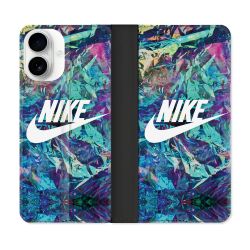 Housse cuir portefeuille Pour Iphone 17 Nike Turquoise