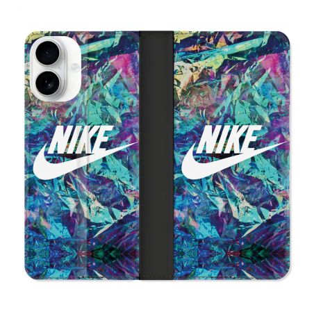 Housse cuir portefeuille Pour Iphone 17 Nike Turquoise