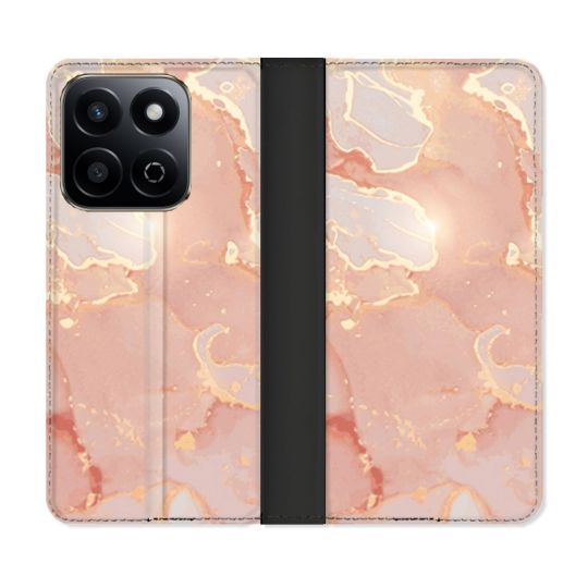 Housse cuir portefeuille Pour Honor 200 Smart 5G Texture Marbre Rose