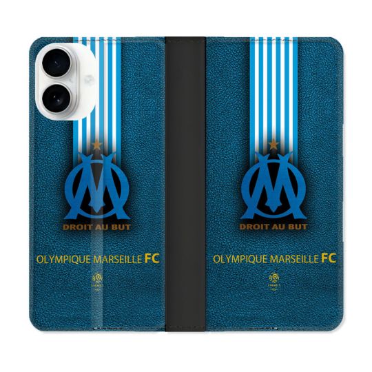 Housse cuir portefeuille Pour Iphone 17 Olympique Marseille OM Bande