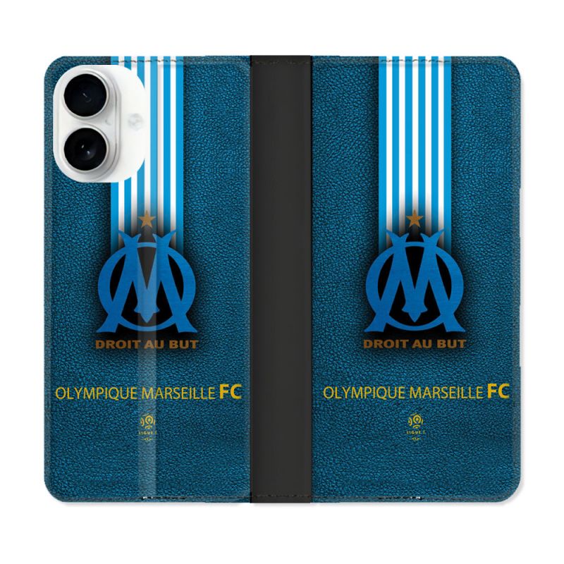 Housse cuir portefeuille Pour Iphone 17 Olympique Marseille OM Bande