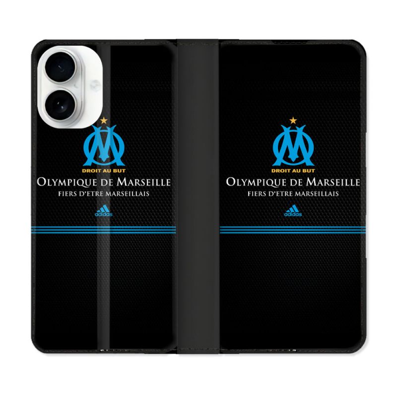 Housse cuir portefeuille Pour Iphone 17 Olympique Marseille OM Fier etre Marseillais