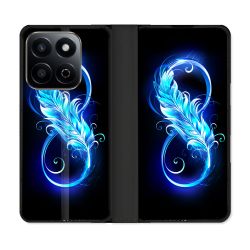 Housse cuir portefeuille Pour Honor 200 Smart 5G Texture Plume Infini Bleu