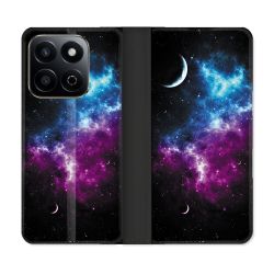 Housse cuir portefeuille Pour Honor 200 Smart 5G Univers Bleu Violet