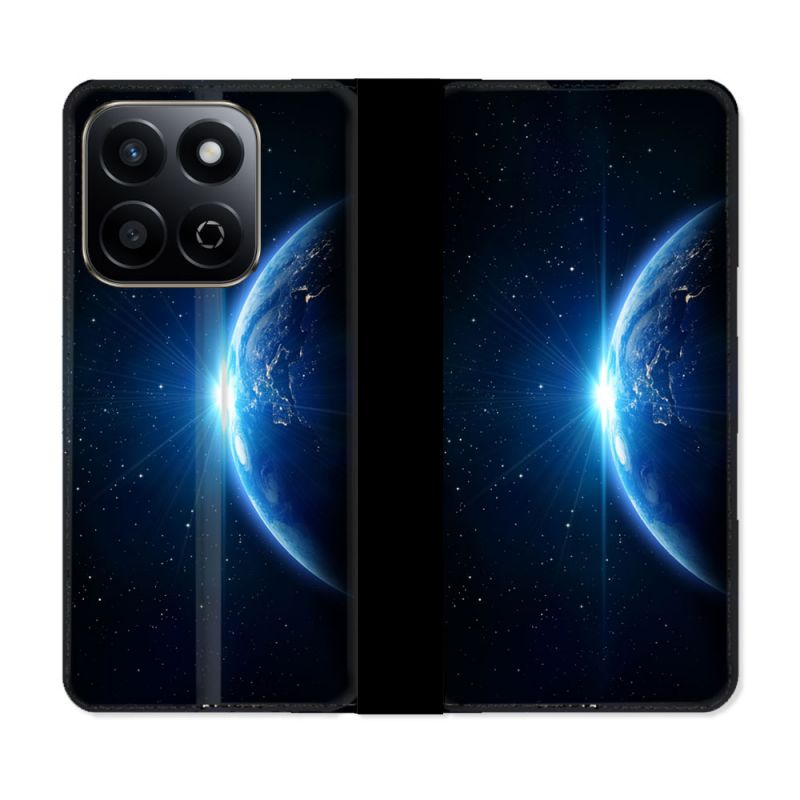 Housse cuir portefeuille Pour Honor 200 Smart 5G Univers Planete Terre
