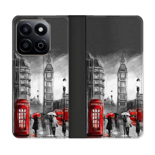 Housse cuir portefeuille Pour Honor 200 Smart 5G Voyage Angleterre Londres Vintage