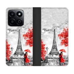 Housse cuir portefeuille Pour Honor 200 Smart 5G Voyage France Paris Rouge