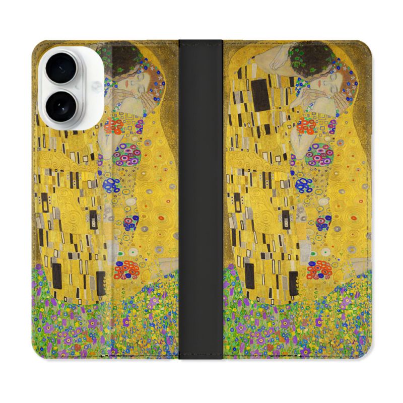 Housse cuir portefeuille Pour Iphone 17 Peinture Le Baiser