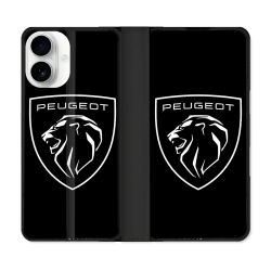 Housse cuir portefeuille Pour Iphone 17 Peugeot