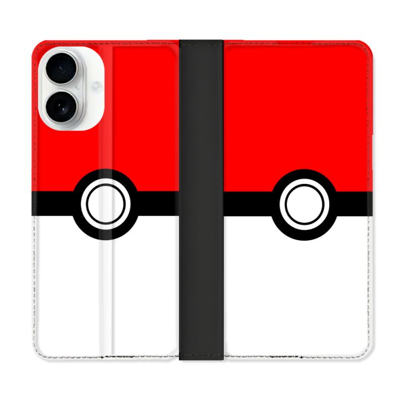 Housse cuir portefeuille Pour Iphone 17 Pokemon Pokeball