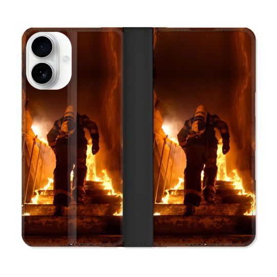 Housse cuir portefeuille Pour Iphone 17 Pompier Escalier