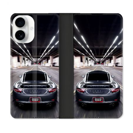 Housse cuir portefeuille Pour Iphone 17 Porsche 911