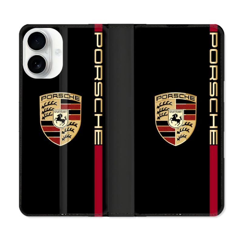 Housse cuir portefeuille Pour Iphone 17 Porsche Line