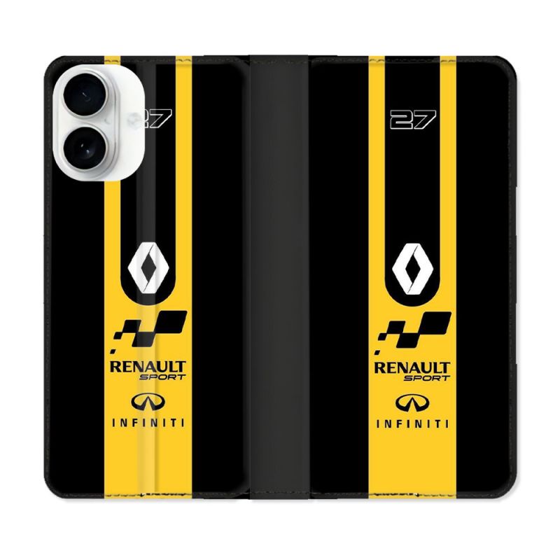 Housse cuir portefeuille Pour Iphone 17 Renault