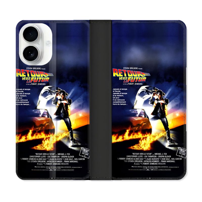 Housse cuir portefeuille Pour Iphone 17 Retour Vers Le Futur Affiche