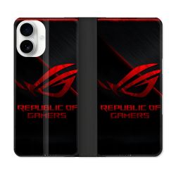 Housse cuir portefeuille Pour Iphone 17 ROG Rouge