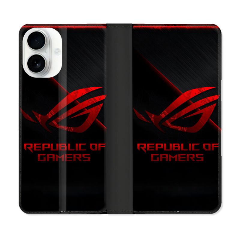 Housse cuir portefeuille Pour Iphone 17 ROG Rouge