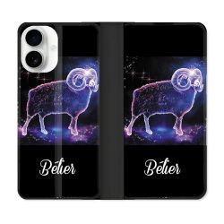 Housse cuir portefeuille Pour Iphone 17 Signe Zodiaque 2 Bélier