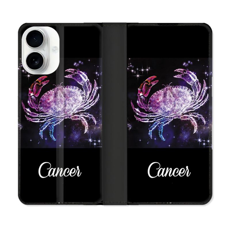 Housse cuir portefeuille Pour Iphone 17 Signe Zodiaque 2 Cancer