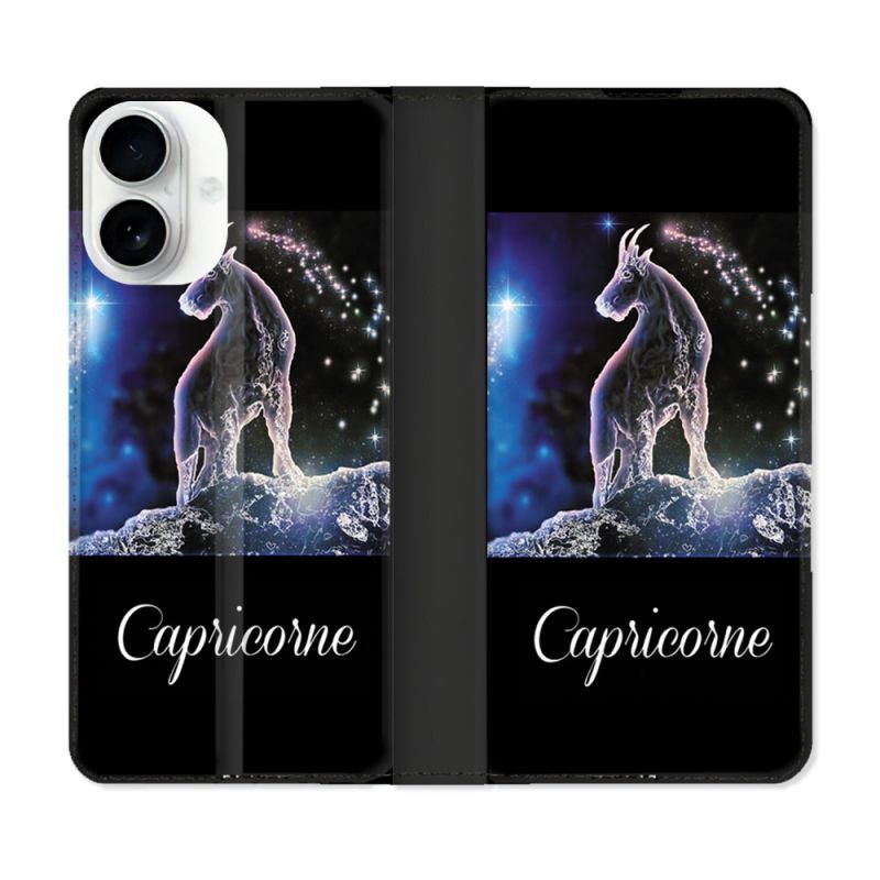 Housse cuir portefeuille Pour Iphone 17 Signe Zodiaque 2 Capricorne