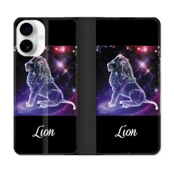 Housse cuir portefeuille Pour Iphone 17 Signe Zodiaque 2 Lion