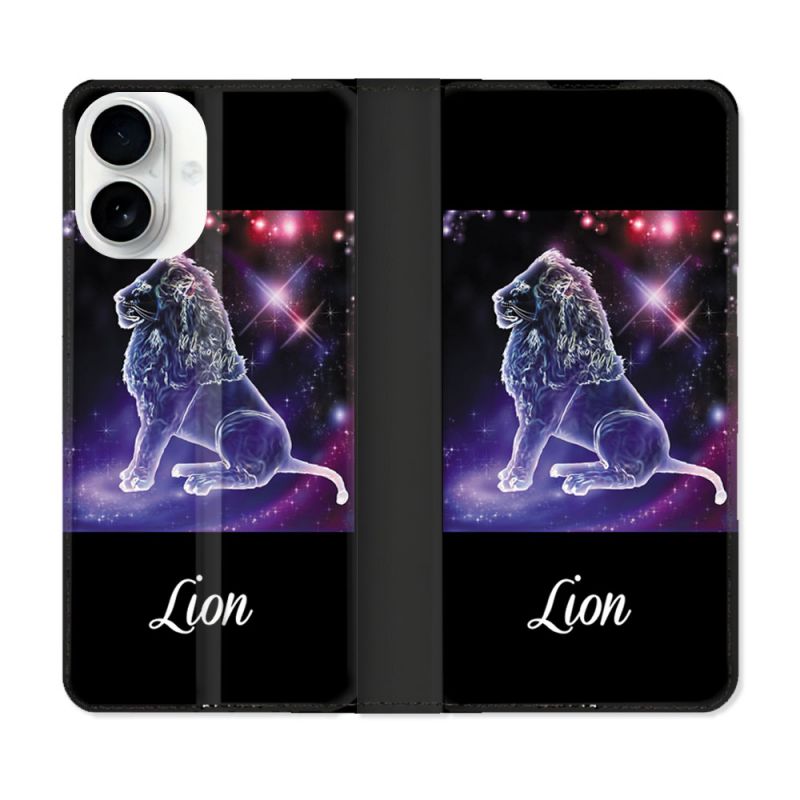 Housse cuir portefeuille Pour Iphone 17 Signe Zodiaque 2 Lion