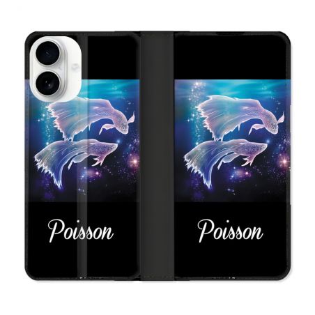 Housse cuir portefeuille Pour Iphone 17 Signe Zodiaque 2 Poisson