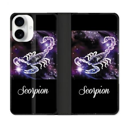 Housse cuir portefeuille Pour Iphone 17 Signe Zodiaque 2 Scorpion