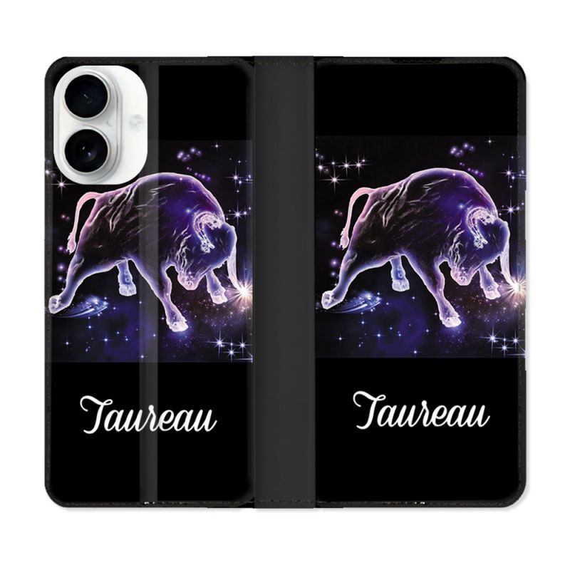 Housse cuir portefeuille Pour Iphone 17 Signe Zodiaque 2 Taureau