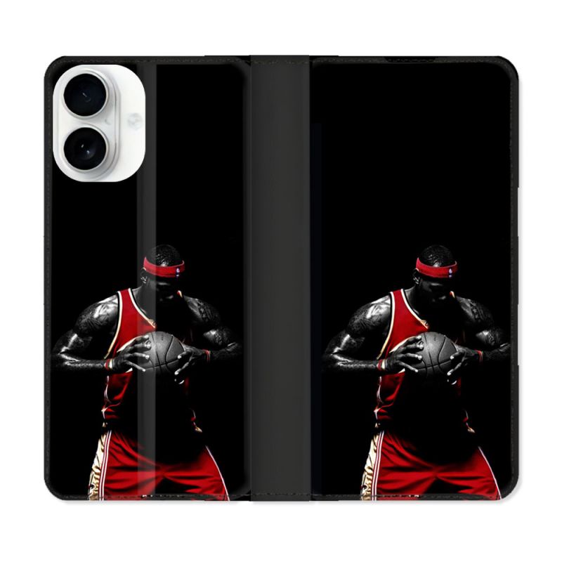 Housse cuir portefeuille Pour Iphone 17 Sport Basketeur
