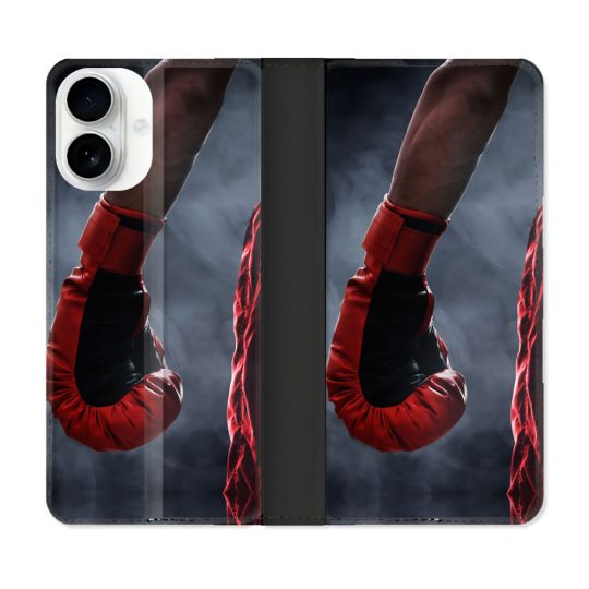 Housse cuir portefeuille Pour Iphone 17 Sport Boxe Gant Rouge